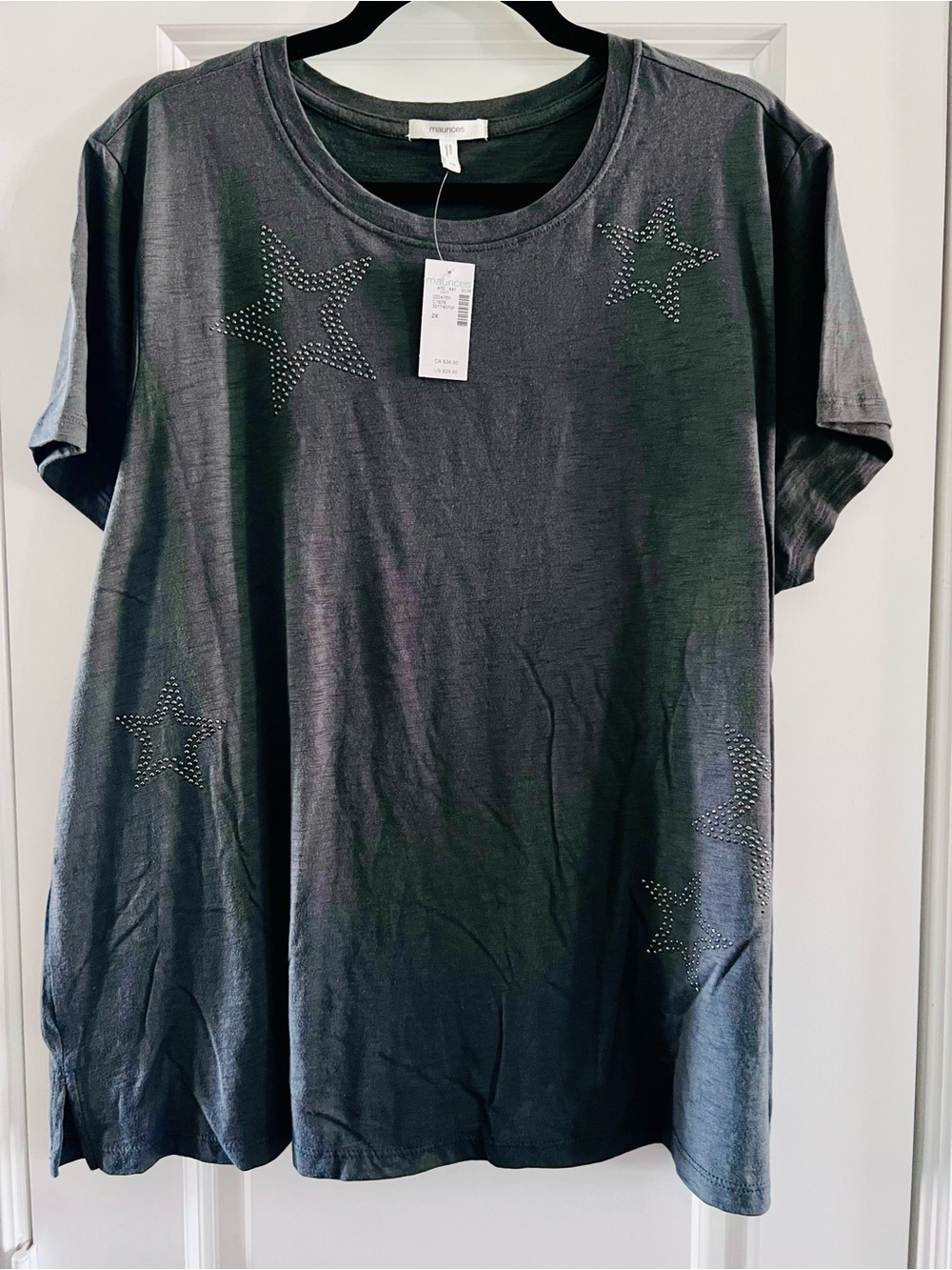 Grey Star-Studded Tee